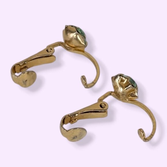 Vintage Green Austrian Crystal Florette Earrings - Picture 6 of 7